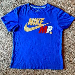 Nike MP Medium blue, white, gold, and red shirt